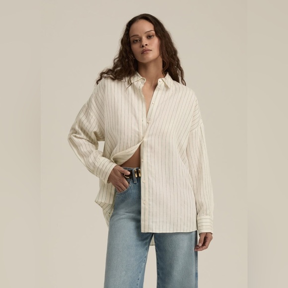 Favorite Daughter Tops - FAVORITE DAUGHTER The Ex-Boyfriend Shirt in Yellow M Stripe